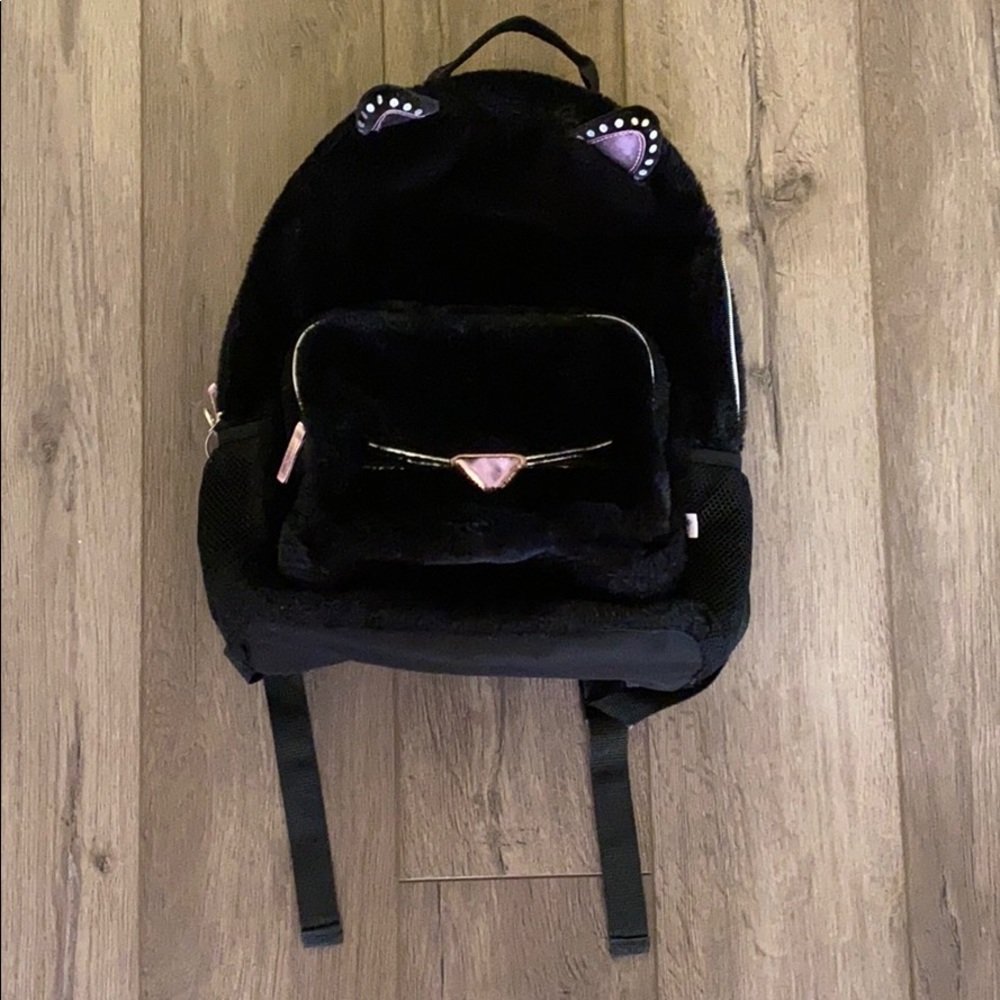 Furry Black Cat Back Pack